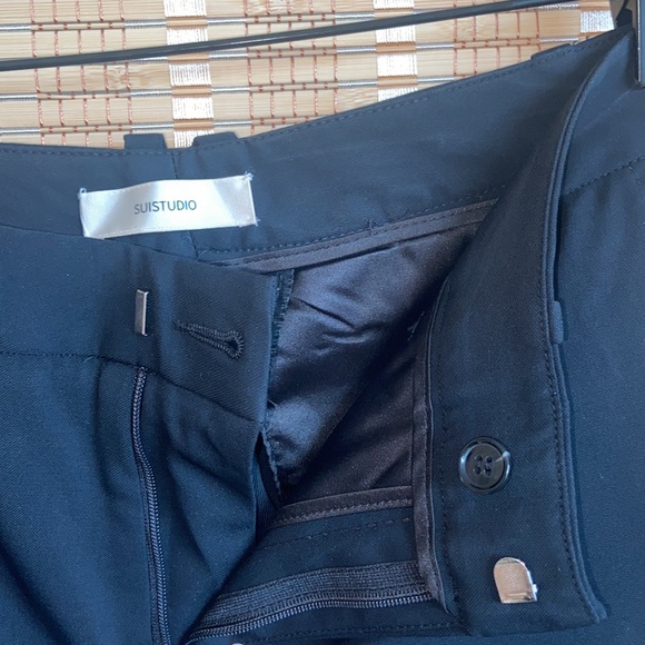 Suistudio crêpe high waist wide leg slim waist long tuxedo trousers 26waist - Picture 5 of 10